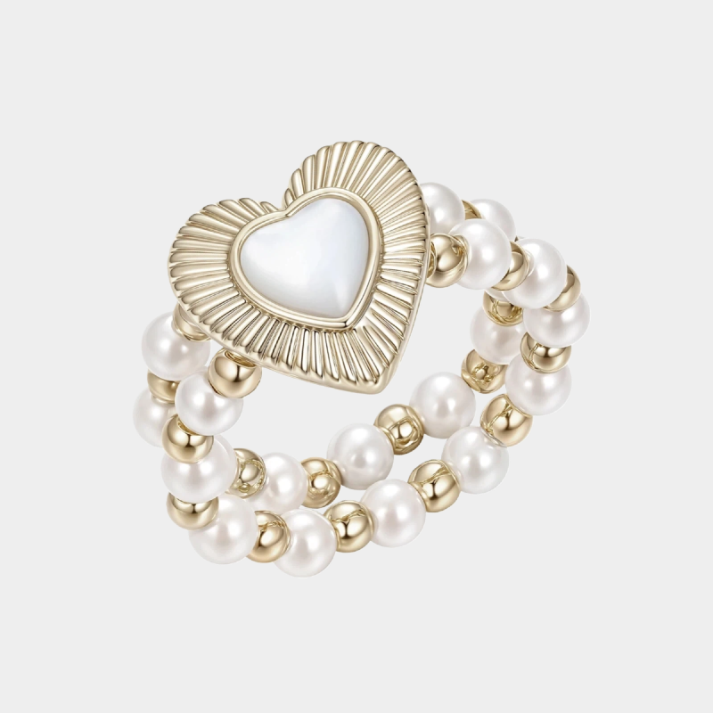 Retro Light Luxury Heart-Shaped Pearl Ring