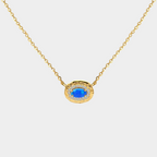 Blue Opal S925 Silver Vintage Pendant Necklace