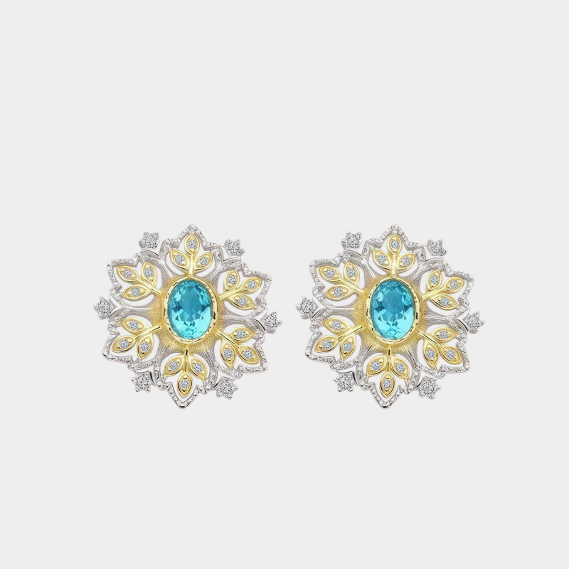 Topaz S925 Silver Snowflake Earrings