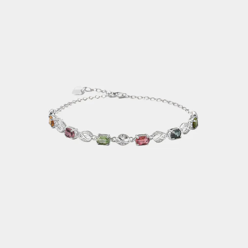 Natural Tourmaline Colorful Bracelet S925 Silver Women's Style - OOAKB