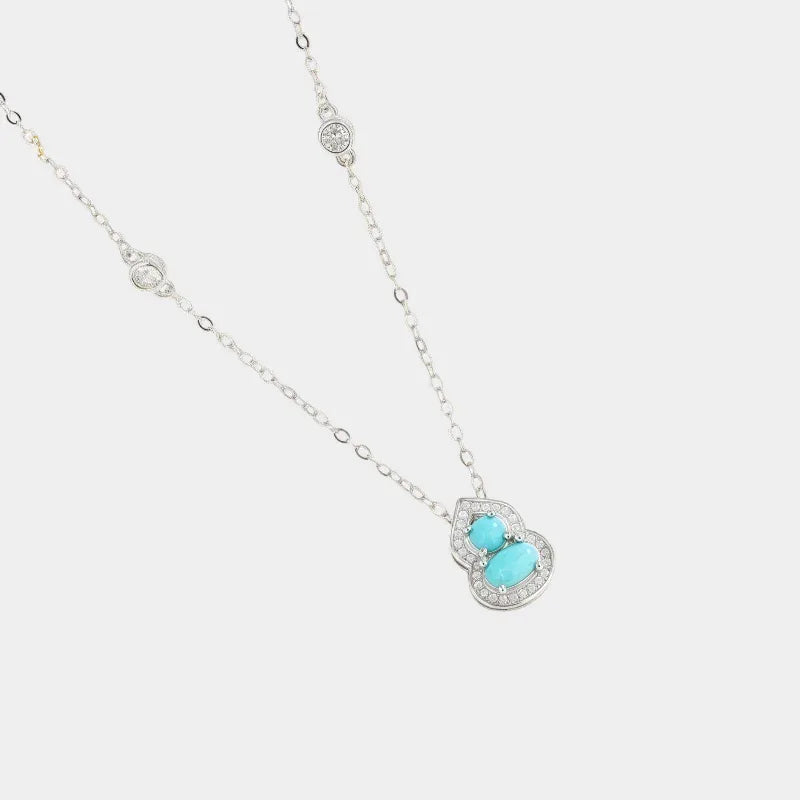 S925 Silver Natural Turquoise Gourd Necklace - OOAKB