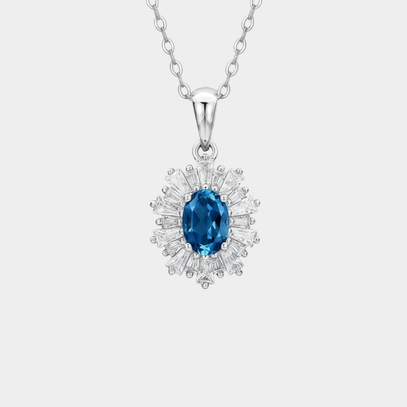 Natural Topaz Snowflake Necklace S925 Silver Women's Style