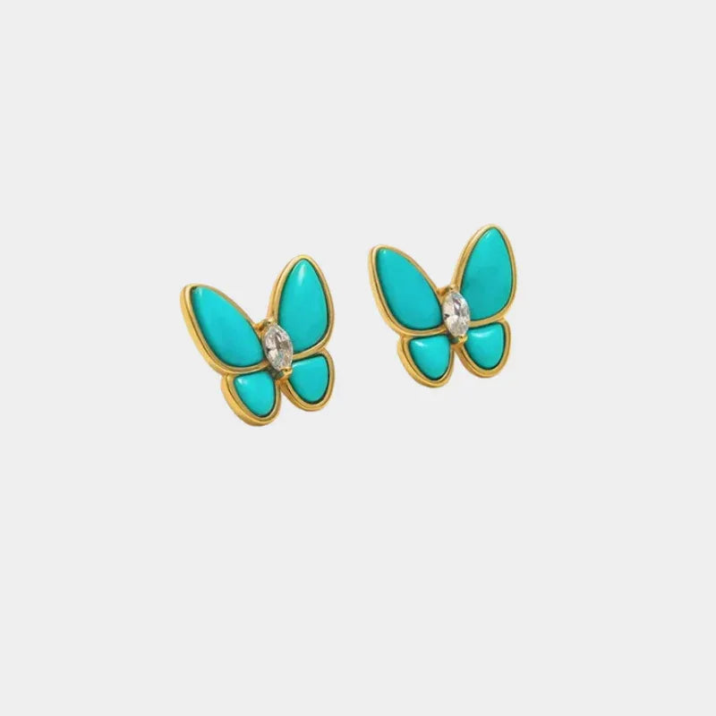 Natural Turquoise Butterfly Earrings - OOAKB