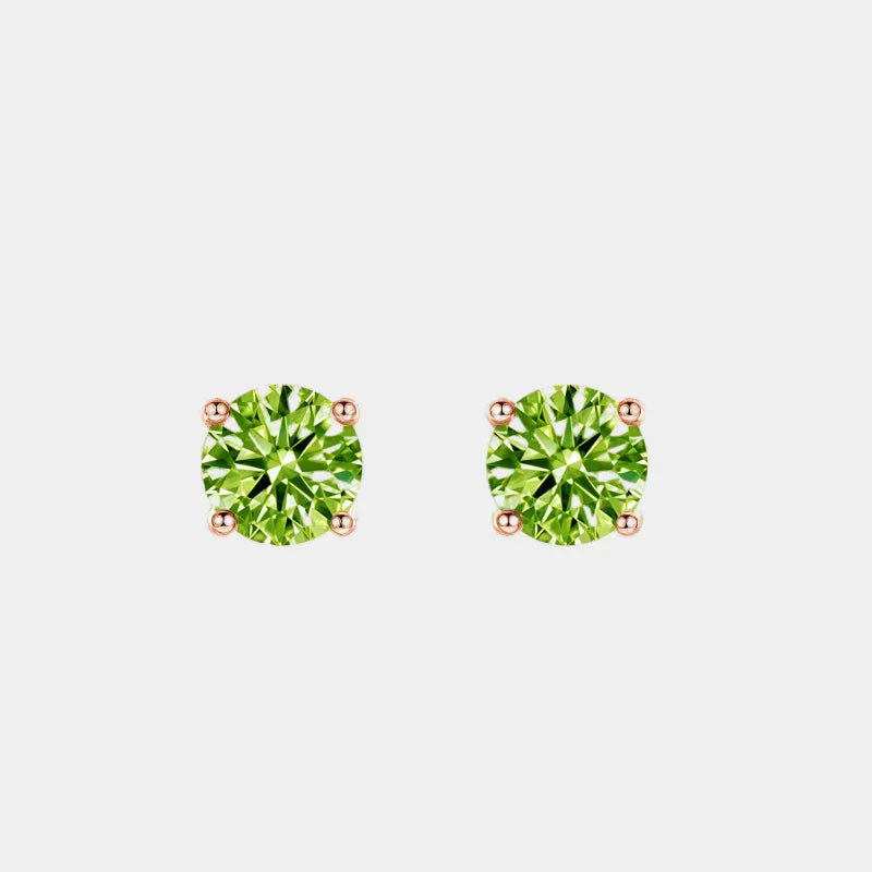 Natural Peridot Minimalist Four-Claw Luxury Silver Earrings - OOAKB