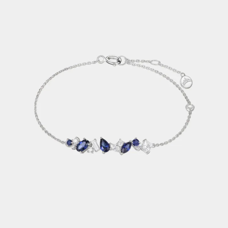 Sapphire S925 Silver Stacked Gem Bracelet - OOAKB