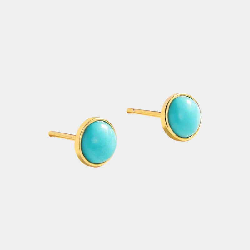 Natural Turquoise Round Earrings - OOAKB