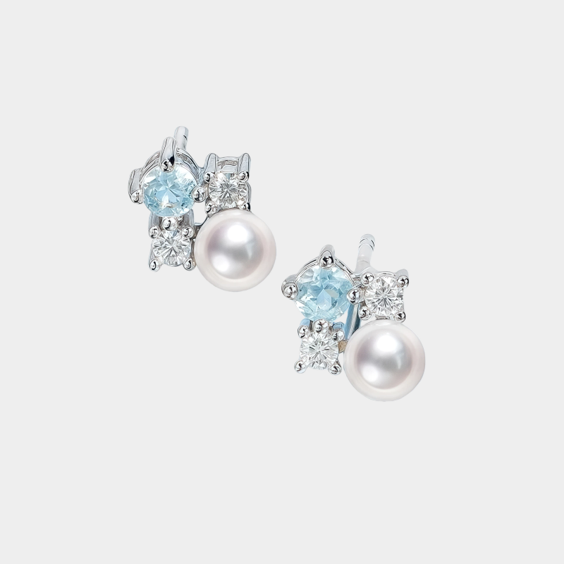 Topaz S925 Silver Saltwater Pearl Earrings