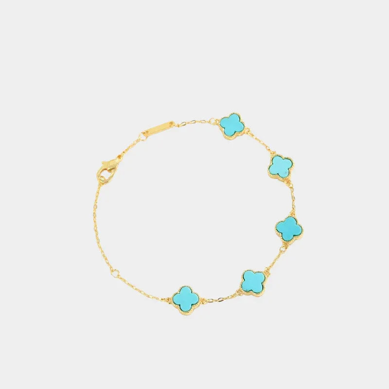 Natural Turquoise Clover Bracelet - OOAKB
