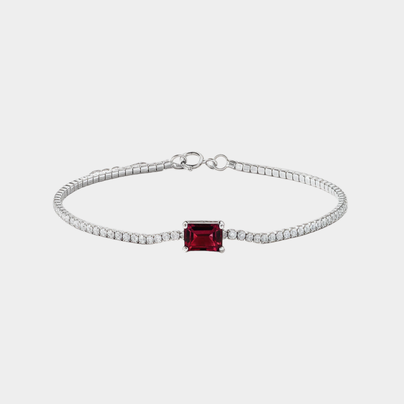 Ruby Faceted Bracelet S925 Silver Women's Style