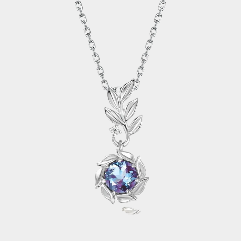 Alexandrite Flower Necklace Women's Style