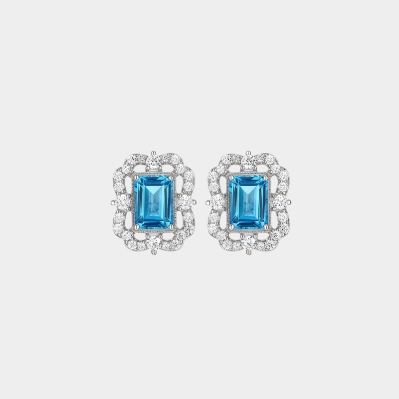 Topaz S925 Rhodium Plated Square Hollow Earrings
