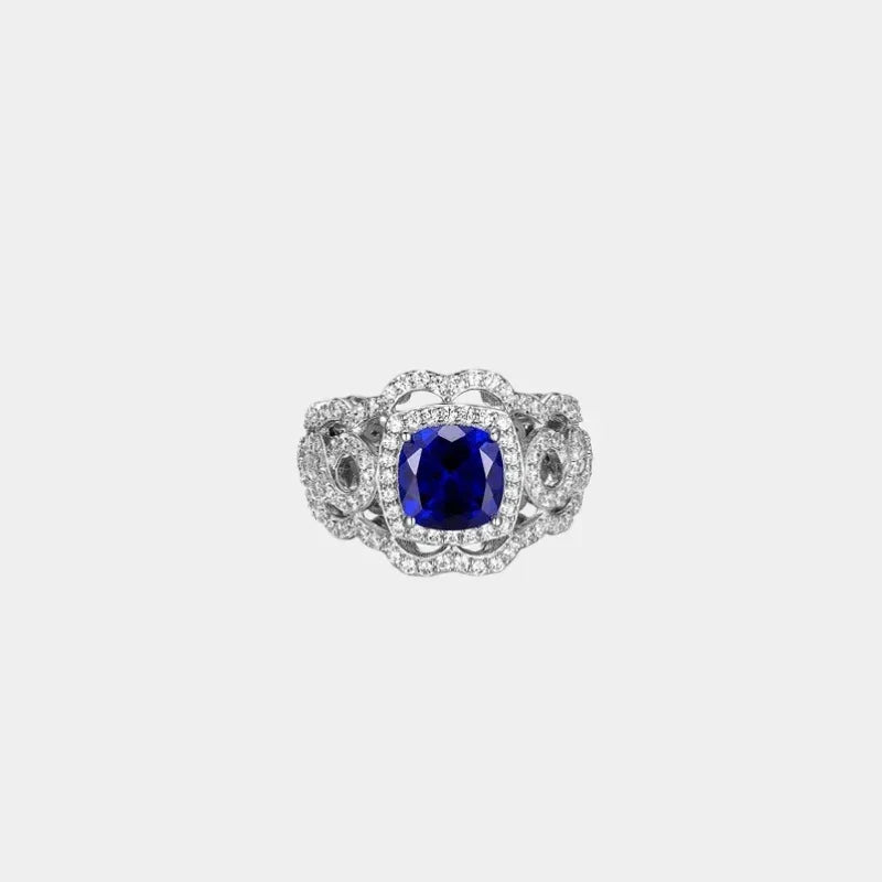 Sapphire S925 Silver Hollow Pattern Ring - OOAKB