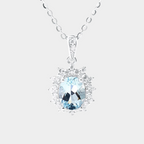 1.2 Carat Natural Aquamarine Princess Diana Style Necklace