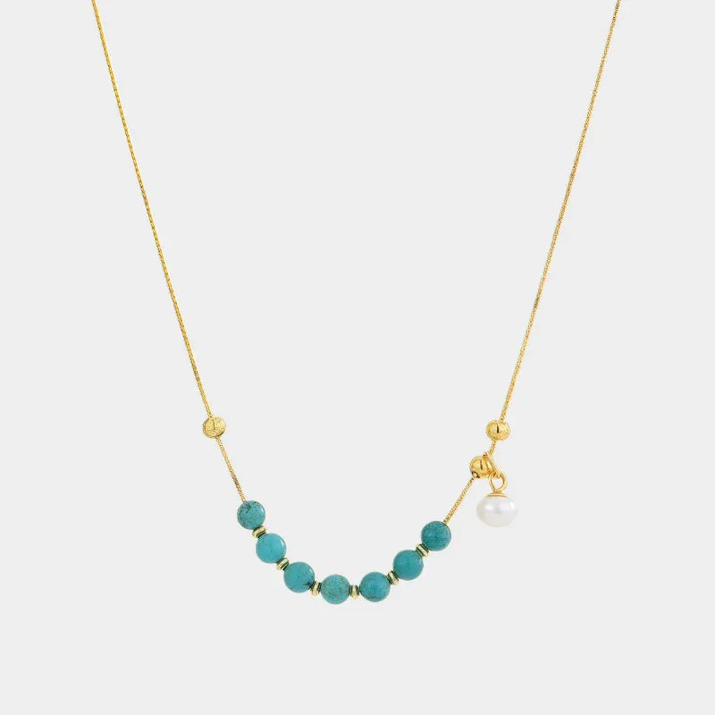 Natural Turquoise Pearl DIY Luxury Necklace - OOAKB
