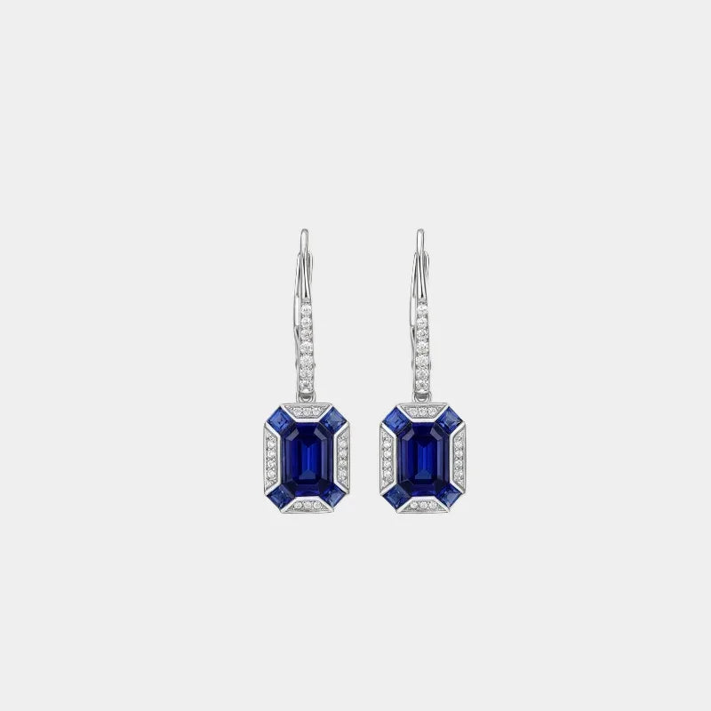 Sapphire S925 Silver White Zircon Frame Earrings - OOAKB