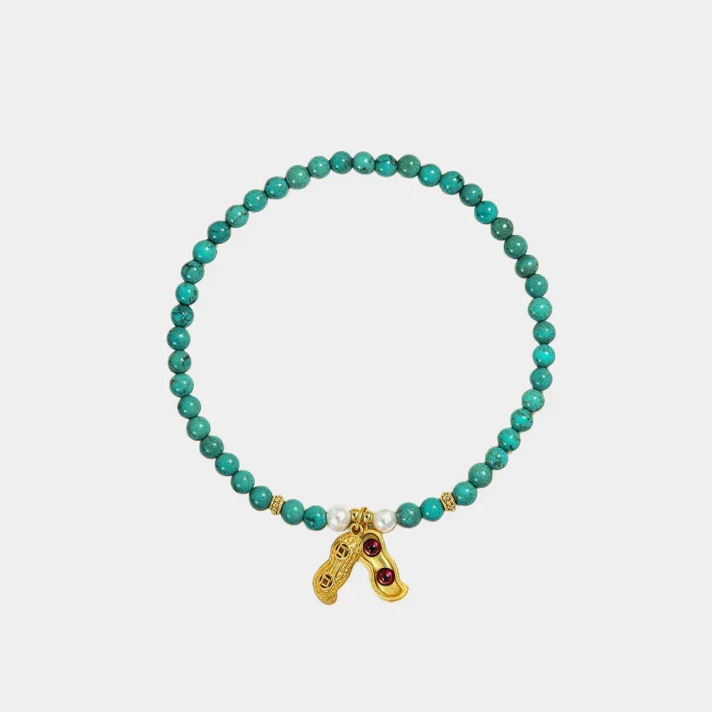 Natural Turquoise Bamboo Leaf Band Luxury Ring - OOAKB