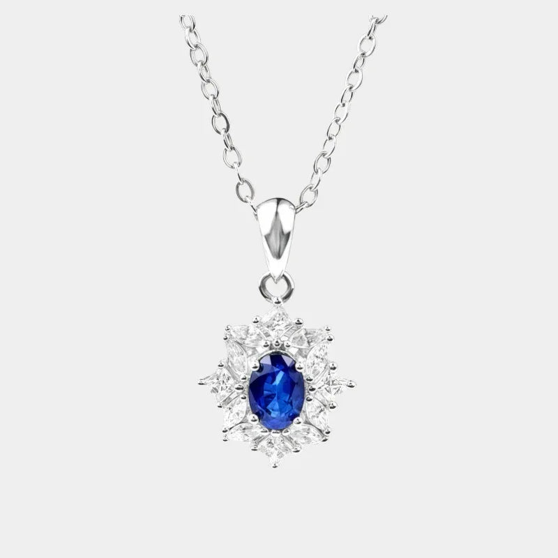 Sapphire S925 Silver Snowflake Shape Collarbone Necklace - OOAKB