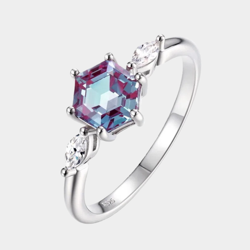 Alexandrite Minimalist Geometric Ring