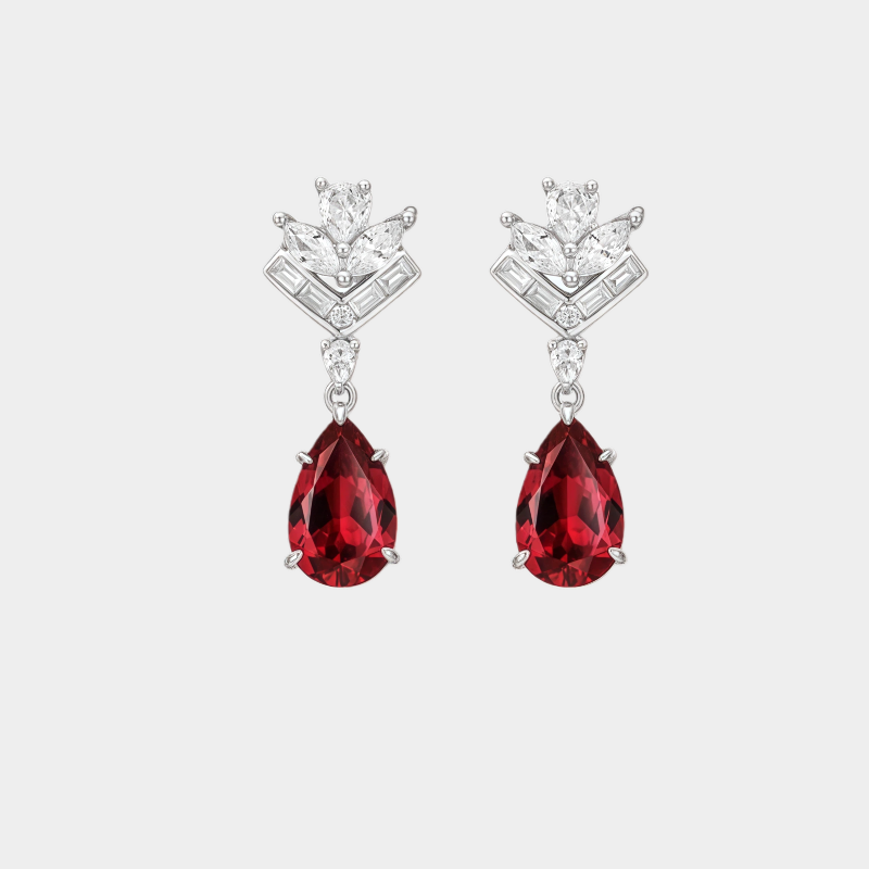 Ruby Flame of Teardrop Light Luxury Earrings
