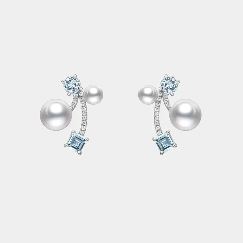 Topaz S925 Silver Saltwater Pearl Earrings - OOAKB