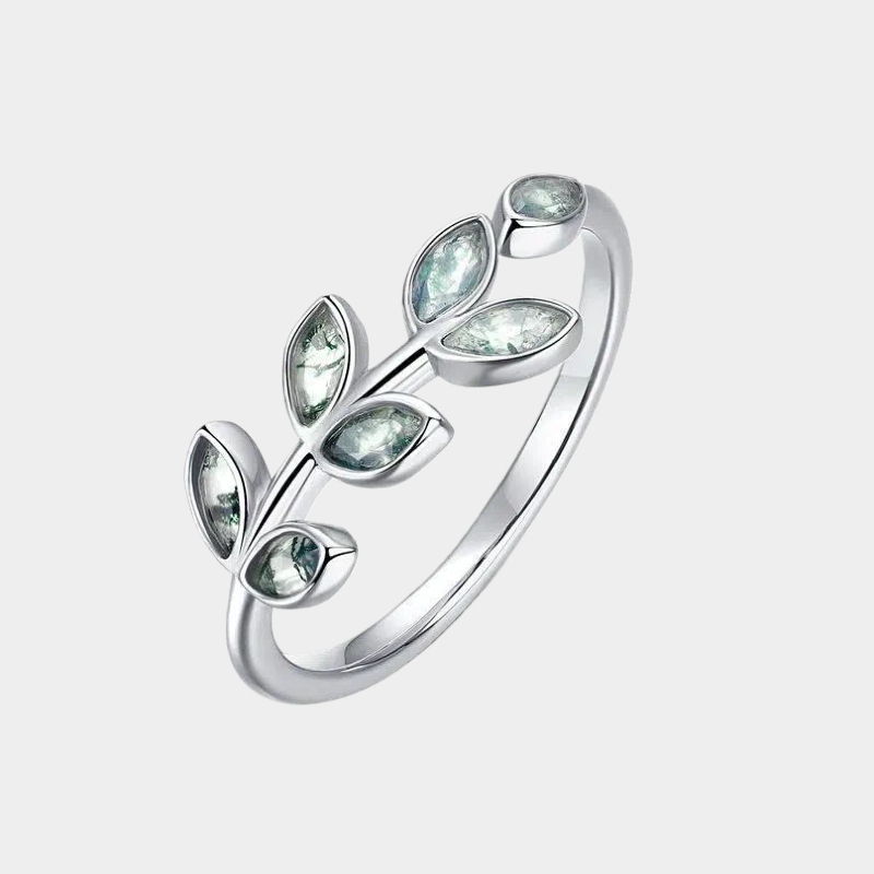 New Style Leaf Moss Agate Index Finger Ring