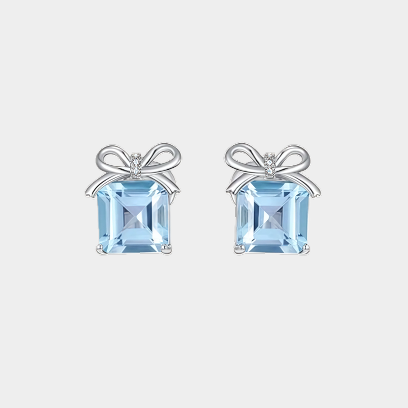 Topaz S925 Silver Bowknot Earrings