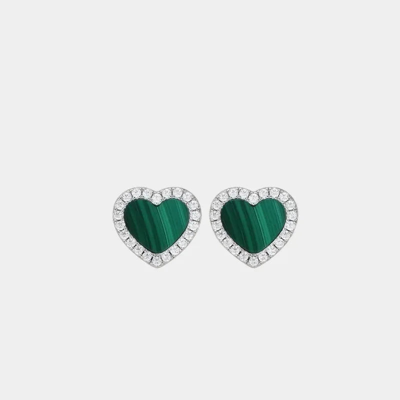 Malachite Heart-shaped Earrings - OOAKB