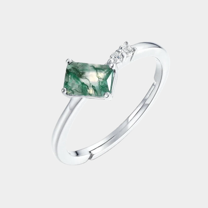 Unique Moss Agate Open Ring