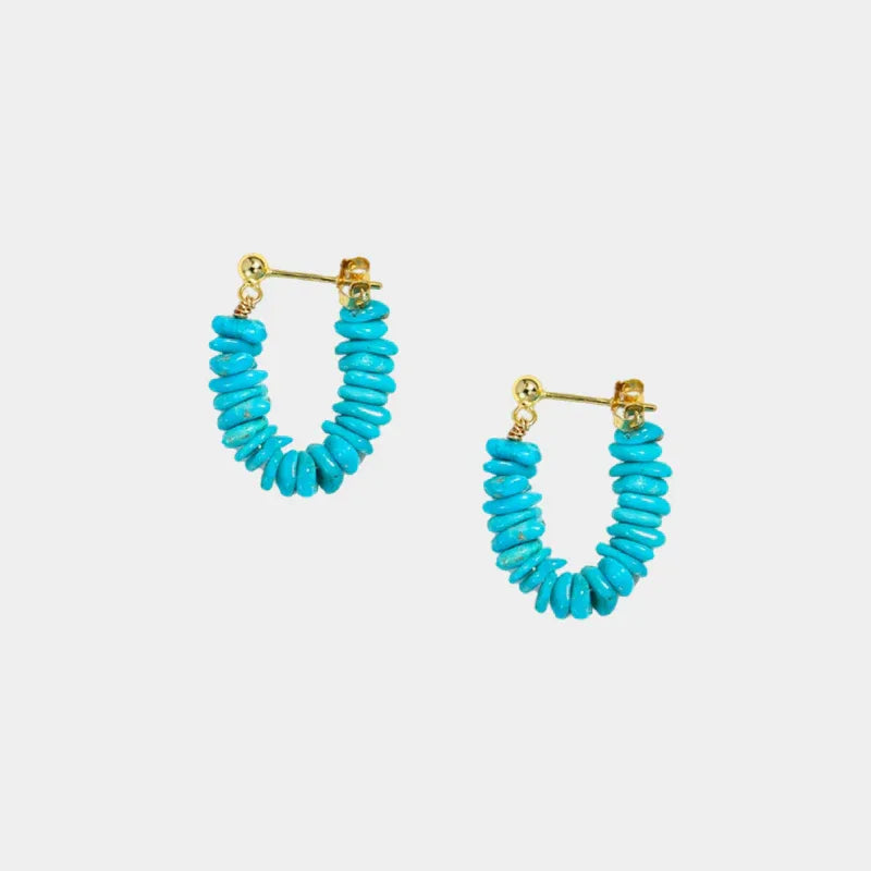 Natural Turquoise U-Shaped Earrings - OOAKB