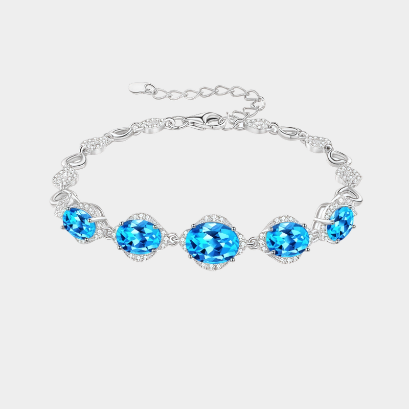 Topaz S925 Silver Heart Box Chain Bracelet