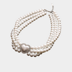 Heart-Shaped Triple-Layer Heart-Shaped Pearl Necklace