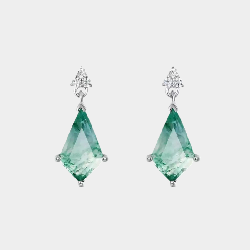 New Style Geometric Fashion Moss Agate Earrings