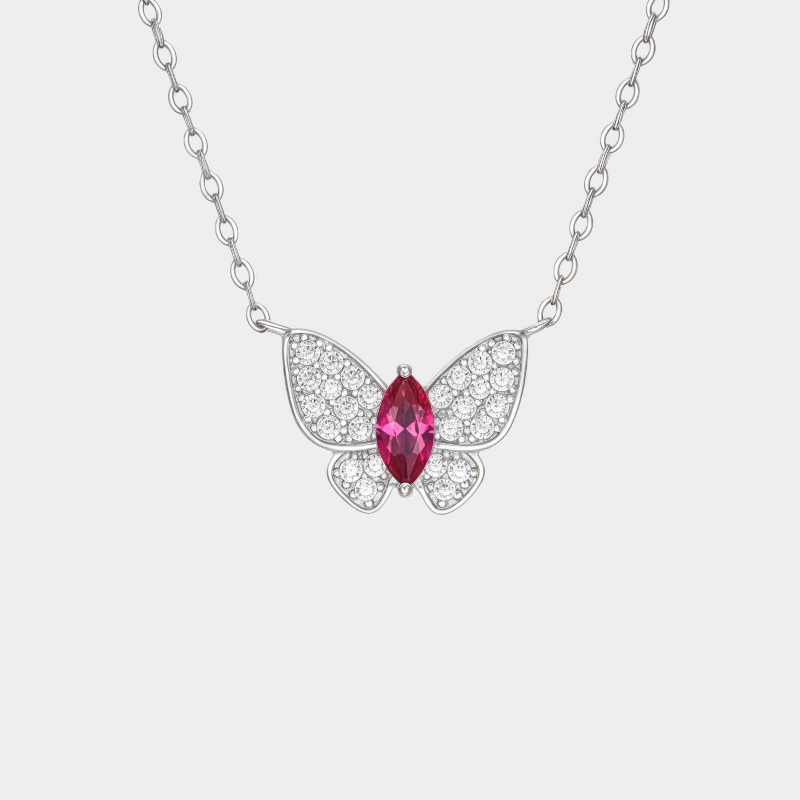 Butterfly Ruby Necklace S925 Silver