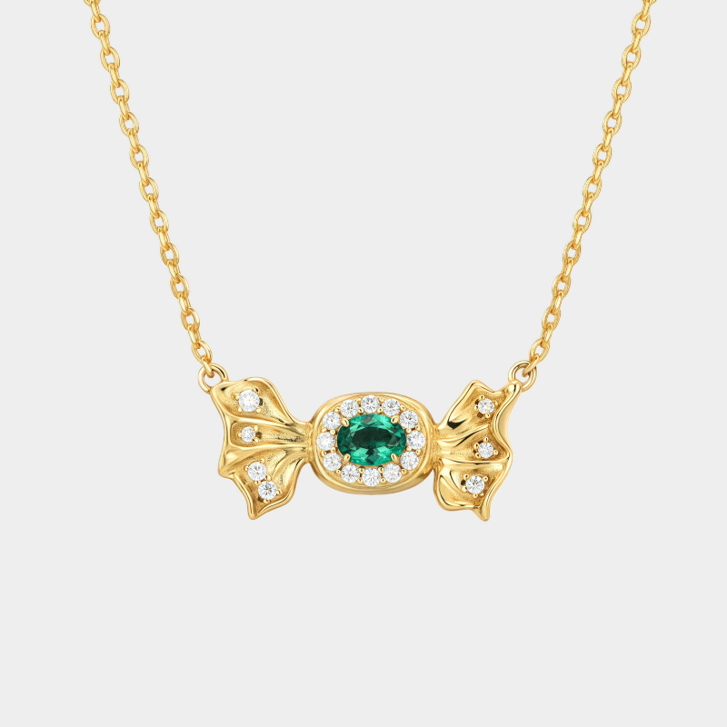 Candy Party Series Emerald Collar Necklace S925 Silver Women's Style