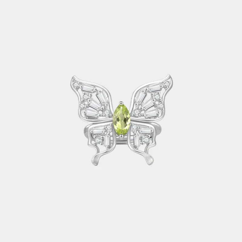 Natural Butterfly Peridot Open Ring - OOAKB