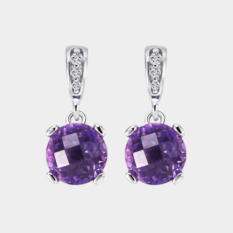Wisteria Series Natural Amethyst Minimalist Commute Earrings