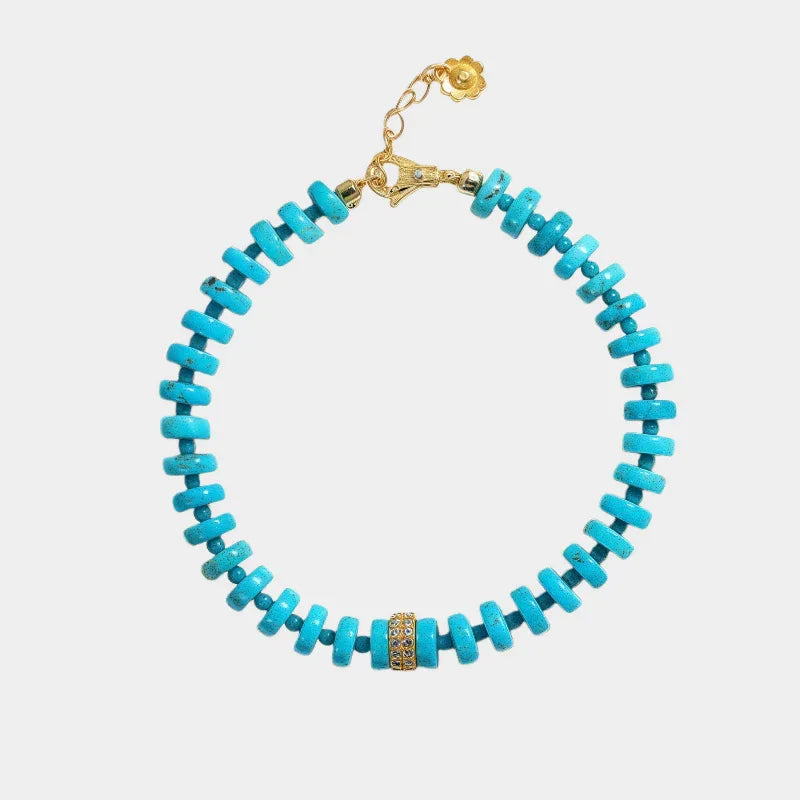 Natural Turquoise Straight-Cut Luxury Bracelet - OOAKB