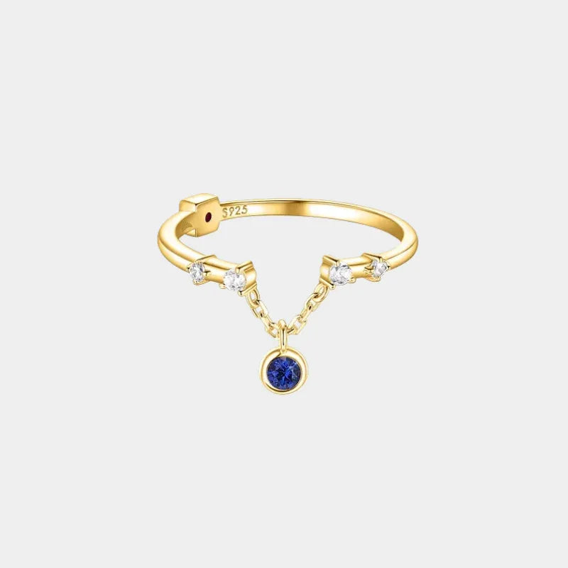 Sapphire S925 Silver Plated 18K Gold Hanging Ring - OOAKB