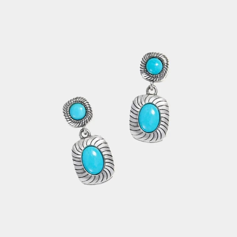 Turquoise Egg-Shaped S925 Silver Minimalist High-End Earrings - OOAKB