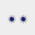 Brilliant Series Sapphire Sunflower Four-Claw Earrings S925 Silver