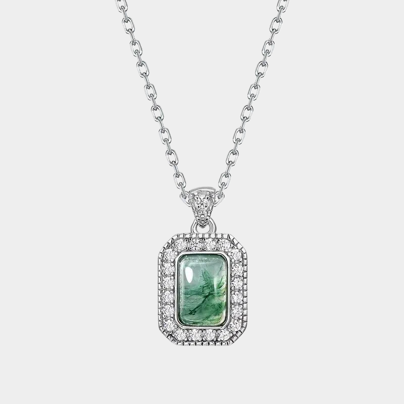 Moss Agate Full Diamond Light Luxury Pendant