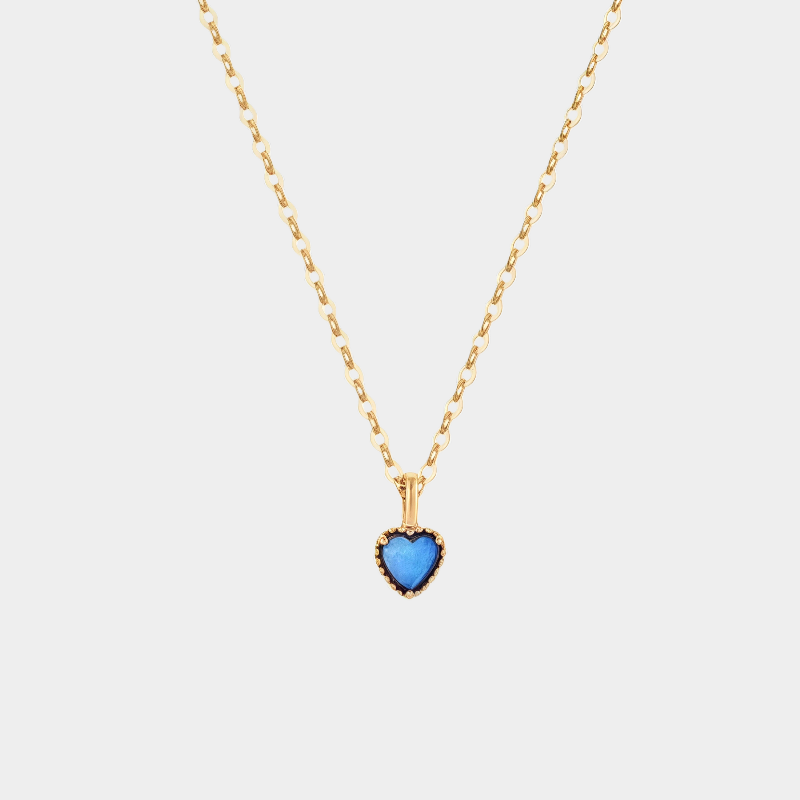 Blue Opal S925 Silver Heart Pendant Necklace