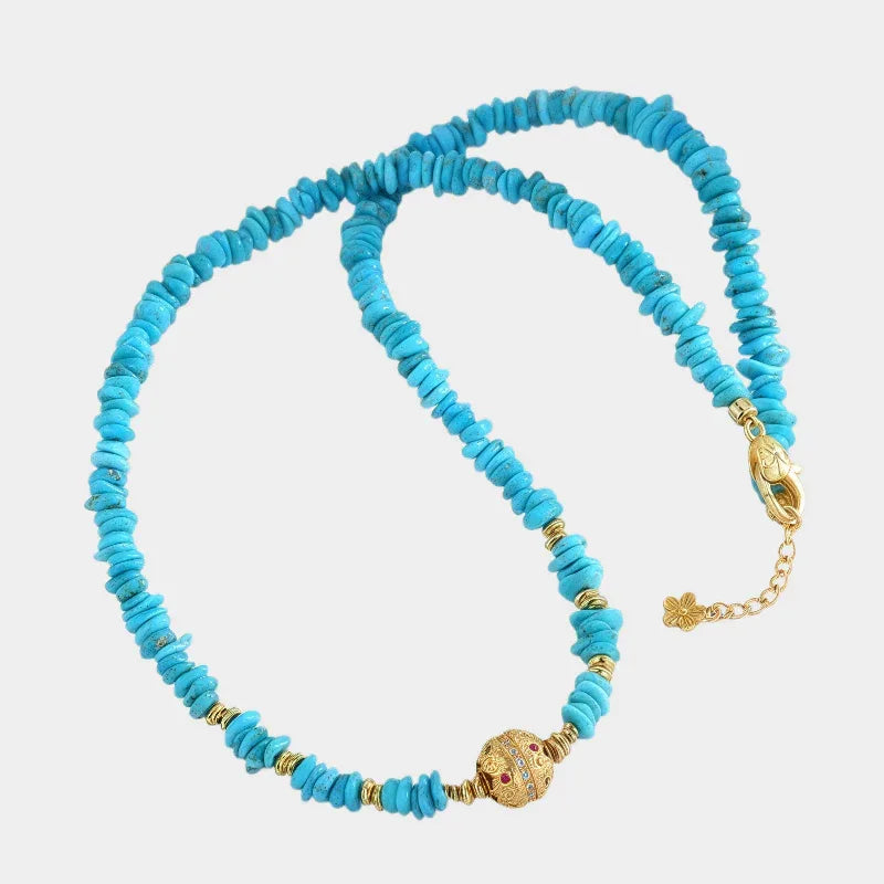 Natural Turquoise Seed DIY Minimalist Exquisite Collar Necklace - OOAKB
