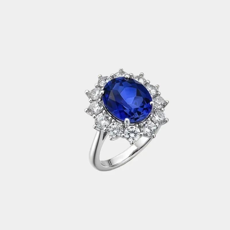 Sapphire Oval Ring S925 Silver Women's Style - OOAKB