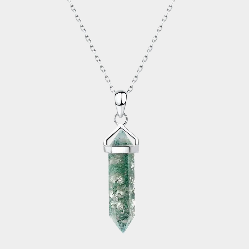 Bullet Head Moss Agate Pendant