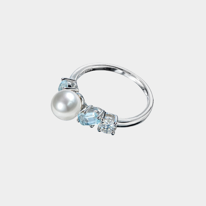 Topaz S925 Silver Saltwater Pearl Ring