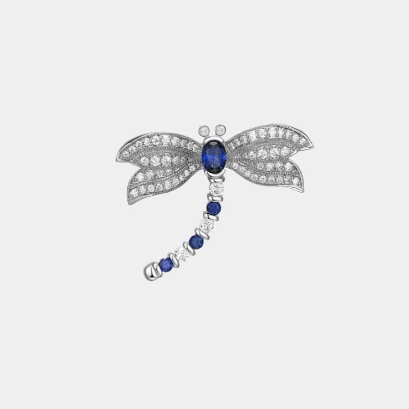 Sapphire S925 Silver Retro Dragonfly 2-in-1 Brooch Necklace - OOAKB