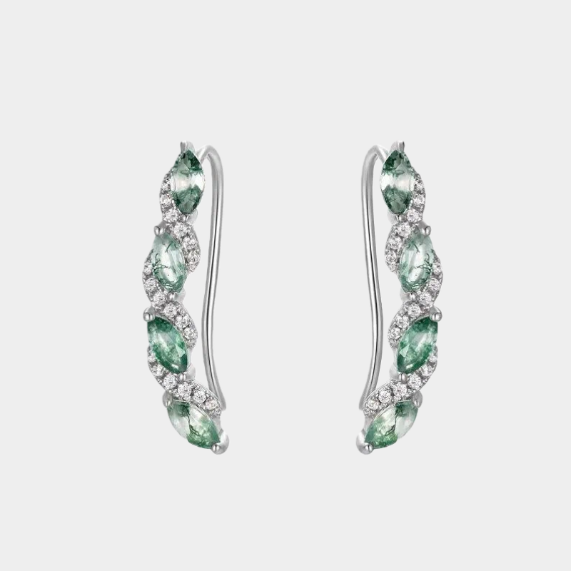 Personalized Geometric Moss Agate Earrings