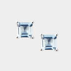 3A Natural Aquamarine Square Earrings