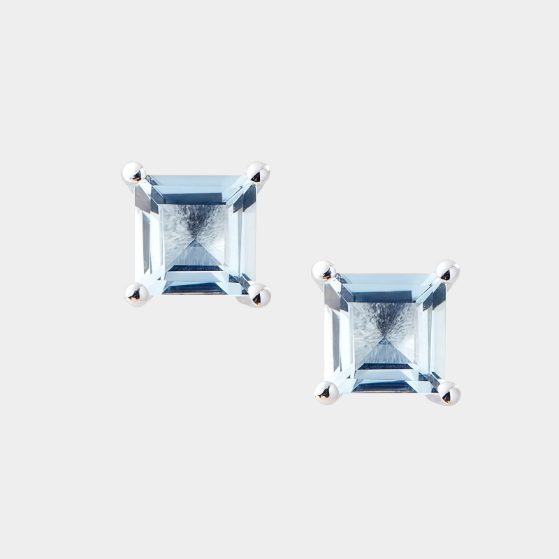 3A Natural Aquamarine Square Earrings